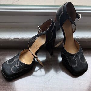 Rare VTG Western, Square toe, Mary Jane Heels